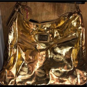 Betsy Johnson Betsyville XL Gold Hobo tote